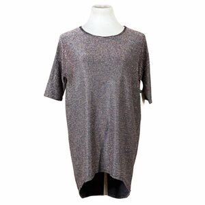 NWT LuLaRoe Irma Black & Gold Metallic Striped Short Sleeve Tee - Size XXS